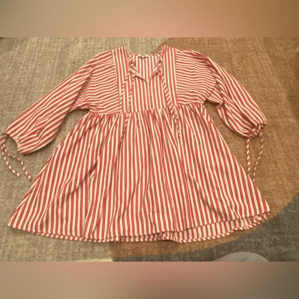Huxley Long Sleeve Babydoll Red White Striped Dress Small FRNCH S - Picture 4 of 8